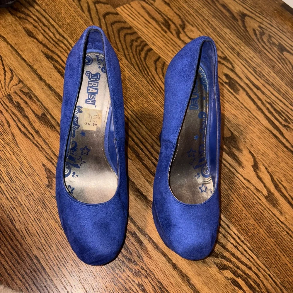 Brash Cobalt Blue Suede Wedges 8 - Picture 2 of 7